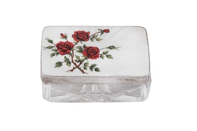 Lot 78 - An Elizabeth II sterling silver and guilloche enamel dressing table box, Birmingham 1963 by Henry Clifford Davis