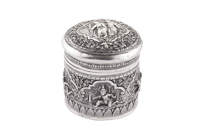 Lot 181 - An early 20th century Burmese unmarked silver betel box, Northern Burma circa 1910
