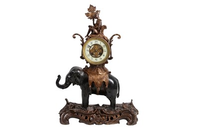 Lot 207 - A LARGE 18TH CENTURY STYLE BRONZE ELEPHANT MANTEL CLOCK