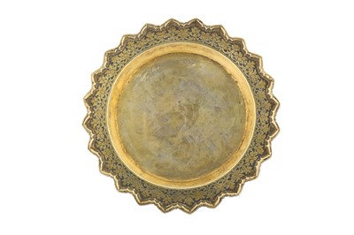 Lot 230 - A THAI GILT NIELLOWARE LOBED DISH