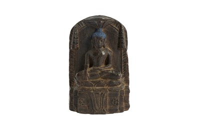 Lot 487 - A SHIST FIGURE OF BUDDHA SAKYAMUNI.