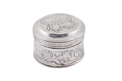 Lot 22 - An early 18th century Dutch or German silver powder or spice box, circa 1730 by G.G (unascribed)