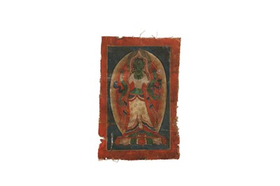 Lot 504 - A TIBETAN GREEN TARA TSAKLI.