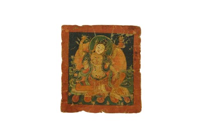 Lot 506 - A TIBETAN TSAKLI OF A FOUR-ARMED DEITY.