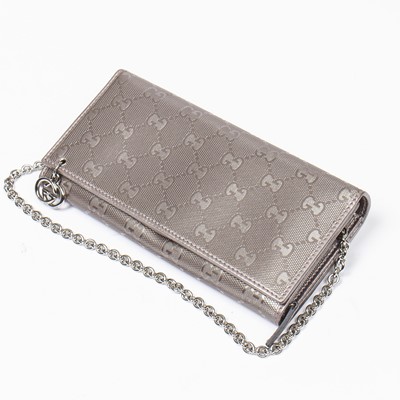 Lot 56 - Gucci Metalic Lilac Guccisima Chain Wallet