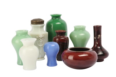 Lot 269 - EIGHT CHINESE PEKING GLASS MINIATURE VASES.
