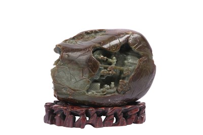 Lot 851 - A CHINESE PALE CELADON JADE BOULDER.