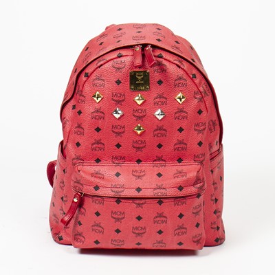Lot 17 - MCM Red Visetos Stark Side Stud Backpack GM
