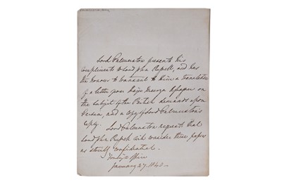 Lot 1679 - Palmerston (Henry John Temple, Viscount)