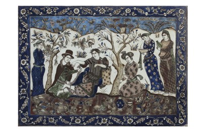 Lot 232 - A LATE 19TH CENTURY QAJAR GLAZED POTTERY TILE CIRCA 1880, PERSIA