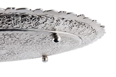 Lot 174 - A late 19th century Anglo – Indian silver tray, Cutch, Bhuj circa 1870 by Oomersi Mawji (active 1860-90)
