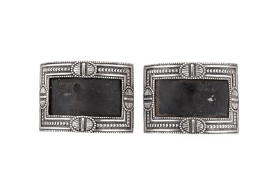 Lot 110 - A pair of late 18th century continental silver shoe buckles, possibly Dutch circa 1780