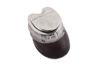 Lot 52 - A Victorian sterling silver mounted horse hoof tobacco box, London 1899 by Hawksworth, Eyre & Co Ltd