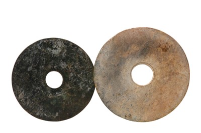 Lot 238 - TWO CHINESE HARDSTONE DISCS, BI.