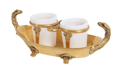 Lot 156 - A 19TH CENTURY EMPIRE STYLE GILT BRONZE CRUET STAND
