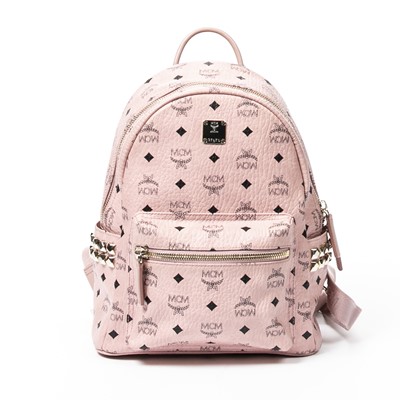 Lot 39 - MCM Light Pink Visetos Side Stud Stark Backpack PM