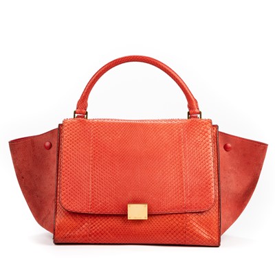 Lot 11 - Celine Red Python Medium Trapeze Bag