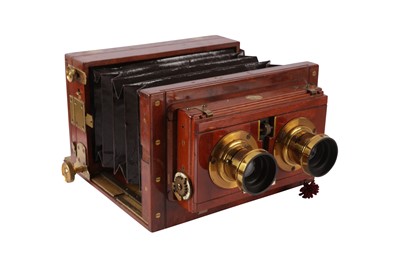 Lot 52 - A Watson Stereoscopic Tailboard Mahogany & Brass Camera