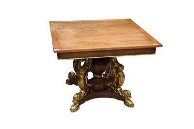 Lot 51 - AN OAK AND GILTWOOD TABLE, IN THE BAROQUE TASTE, 20TH CENTURY