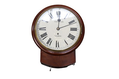 Lot 55 - A VICTORIAN WALNUT DROP DIAL CLOCK, 19TH CENTURY