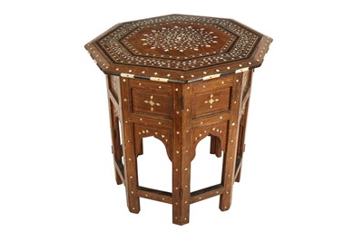 Lot 269 - λ AN OCTAGONAL HOSHIARPUR EBONY, IVORY AND BONE-INLAID TEAK OCCASIONAL TABLE