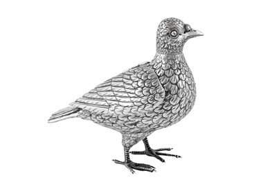 Lot 345 - AN EARLY 20TH CENTURY GERMAN WROUGHT SILVER MODEL OF A PIGEON, HANAU CIRCA 1920 by Johan S Kurz and Co