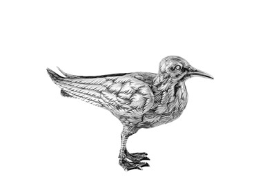 Lot 346 - AN EARLY 20TH CENTURY GERMAN CAST SILVER MODEL OF A SEABIRD, PROBABLY HANAU CIRCA 1910