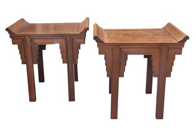 Lot 172 - A PAIR OF MAHOGANY CHINESE STYLE OCCASIONAL TABLES
