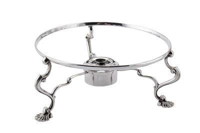 Lot 393 - A George III Irish provincial silver chafing dish ring with burner, Cork circa 1780 by Stephen Walsh (master 1768)