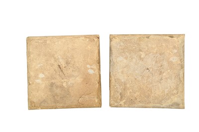 Lot 67 - TWO SAFAVID CUERDA SECA ARCHITECTURAL POTTERY TILES
