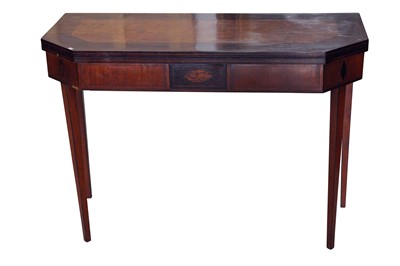 Lot 78 - A SHERATON STYLE SATINWOOD AND LINE INLAID CARD TABLE, EARLY TO MID 20TH CENTURY