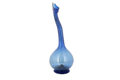 Lot 174 - A FREE-BLOWN COBALT BLUE GLASS ROSEWATER SPRINKLER