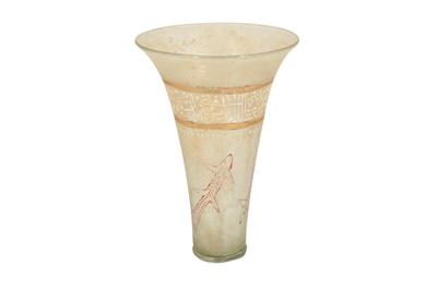 Lot 206 - A MAMLUK-REVIVAL POLYCHROME-ENAMELLED CLEAR GLASS BEAKER
