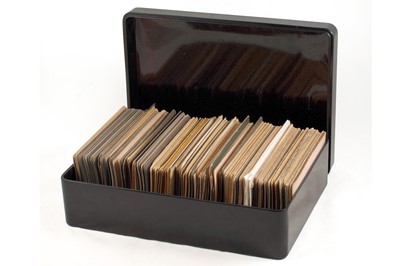 Lot 403 - An Unusual Black Lacquered Box Containing Over 200 Stereo Cards.