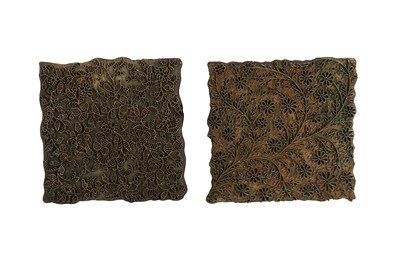 Lot 17 - TWO TEXTILE PRINTING COPPER AND BRASS BLOCKS