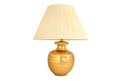Lot 450 - A BRASS LOTA (WATER CONTAINER) ADAPTED INTO A LAMP