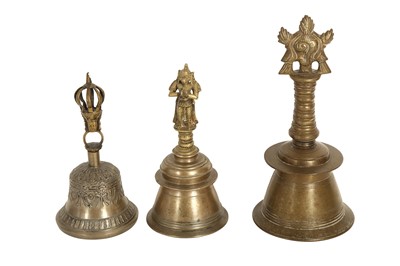 Lot 365 - THREE BRONZE CEREMONIAL TEMPLE BELLS