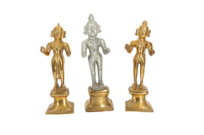 Lot 366 - AN INDIAN DEVOTIONAL VAISHNAVA MURTI TRIAD, 19TH CENTURY