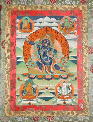 Lot 507 - A TIBETAN THANGKA OF YAMANTAKA.