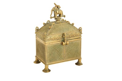 Lot 172 - A BRASS MONEY BOX
