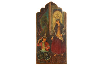 Lot 144 - A PAINTED AND LACQUERED WALL MIRROR