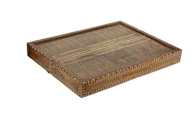 Lot 265 - λ A PORTABLE MICRO-MOSAIC KHATAMKARI BACKGAMMON BOARD