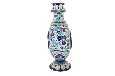 Lot 81 - A MULTAN BLUE AND TURQUOISE POTTERY MOON FLASK