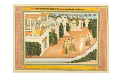 Lot 10 - AN ILLUSTRATION FROM A KRISHNA LILA SERIES