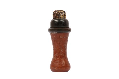 Lot 470 - A CHINESE MOULDED GOURD CRICKET CAGE.