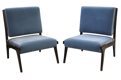 Lot 471 - A PAIR OF ITALIAN STAINED BEECH LOUNGE CHAIRS, LATE 20TH CENTURY