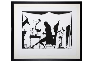 Lot 249 - PABLO ECHEVARRIA (SPANISH, B.1963): A VERY LARGE SILHOUETTE ARTWORK OF A TAXIDERMIST