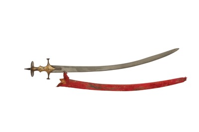 Lot 247 - A GOLD-DAMASCENED (KOFTGARI) STEEL TULWAR (SWORD)