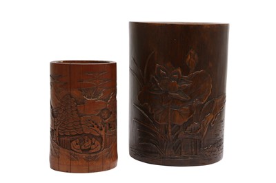 Lot 812 - TWO CHINESE BAMBOO BRUSHPOTS, BITONG.