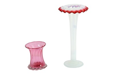 Lot 183 - AN OPALINE GLASS TRUMPET VASE, 19TH CENTURY